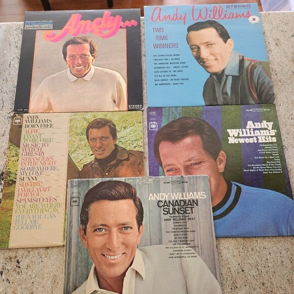 FIVE VINTAGE VINYL RECORDS FEATURING ANDY WILLIAMS - Picture 1 of 11
